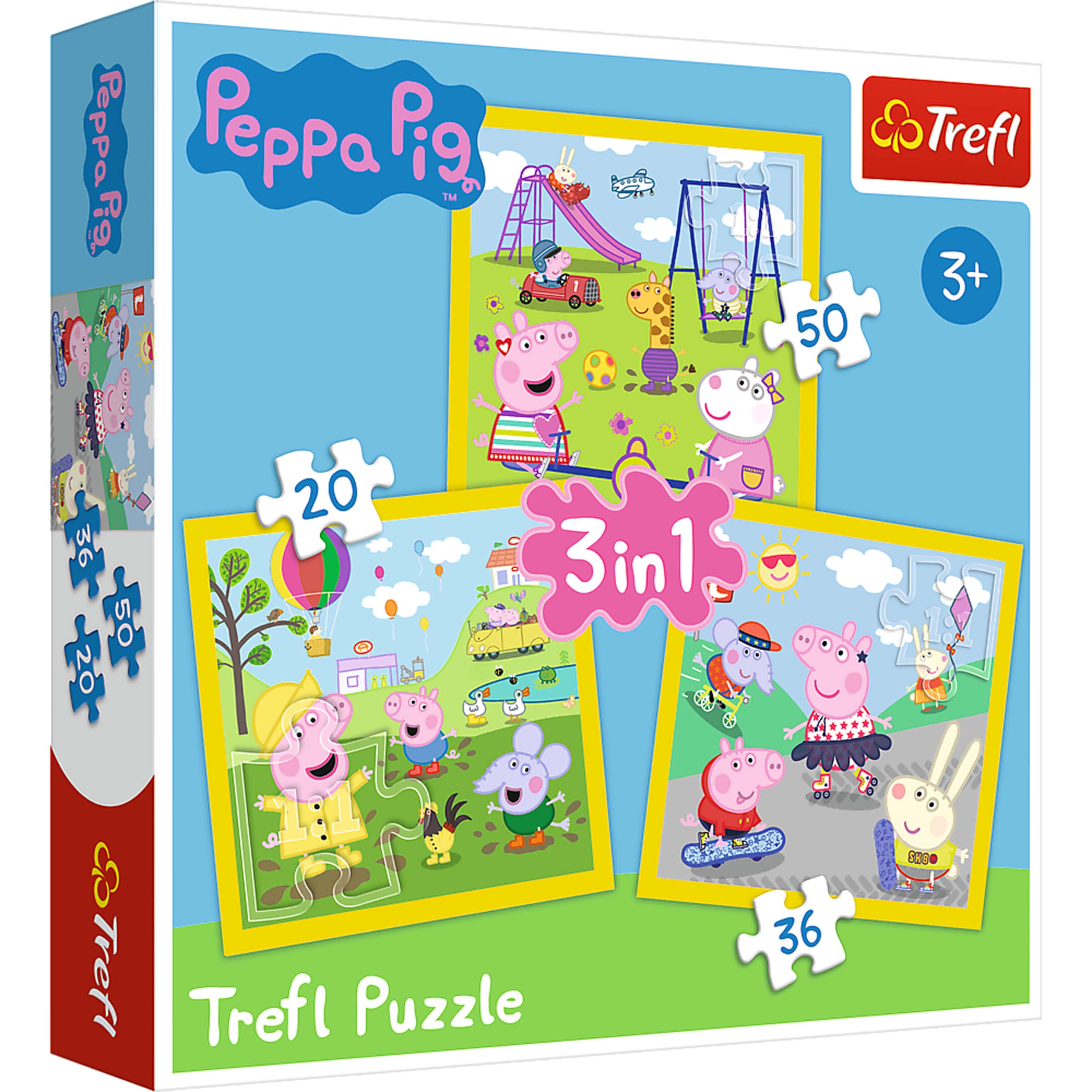 Trefl - 3 in 1 (20, 36 & 50 Piece) Puzzle - Peppa Pig's Happy Day Jigsaw Puzzle