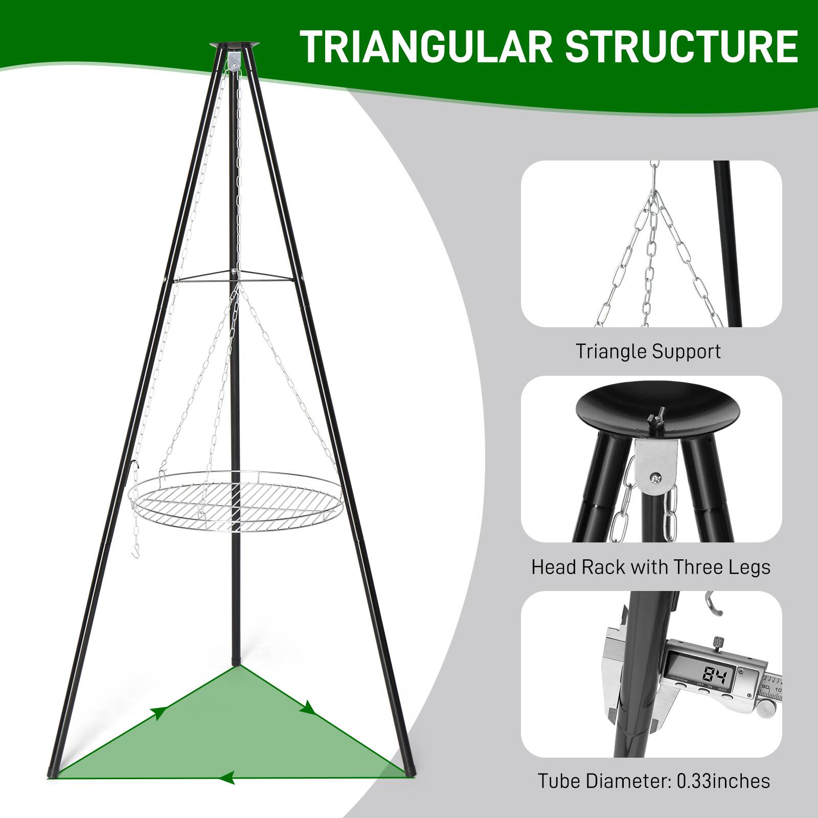 TRIANGULAR STRUCTURE

Triangle Support

Head Rack with Three Legs

Tube Diameter: 0.33 inches