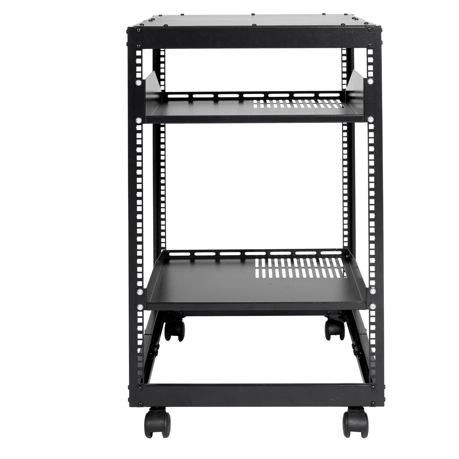 Alt View 5. VEVOR - 15U Open Frame Server Rack, 23-40 in Adjustable Depth, Free Standing or Wall Mount Network Server Rack, 4 Post AV Rack - Black.