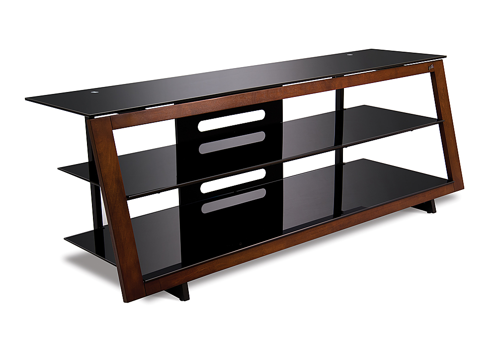 Left View: Bell'O - A/V Cabinet for Most Flat-Panel TVs Up to 55" - Deep Mahogany