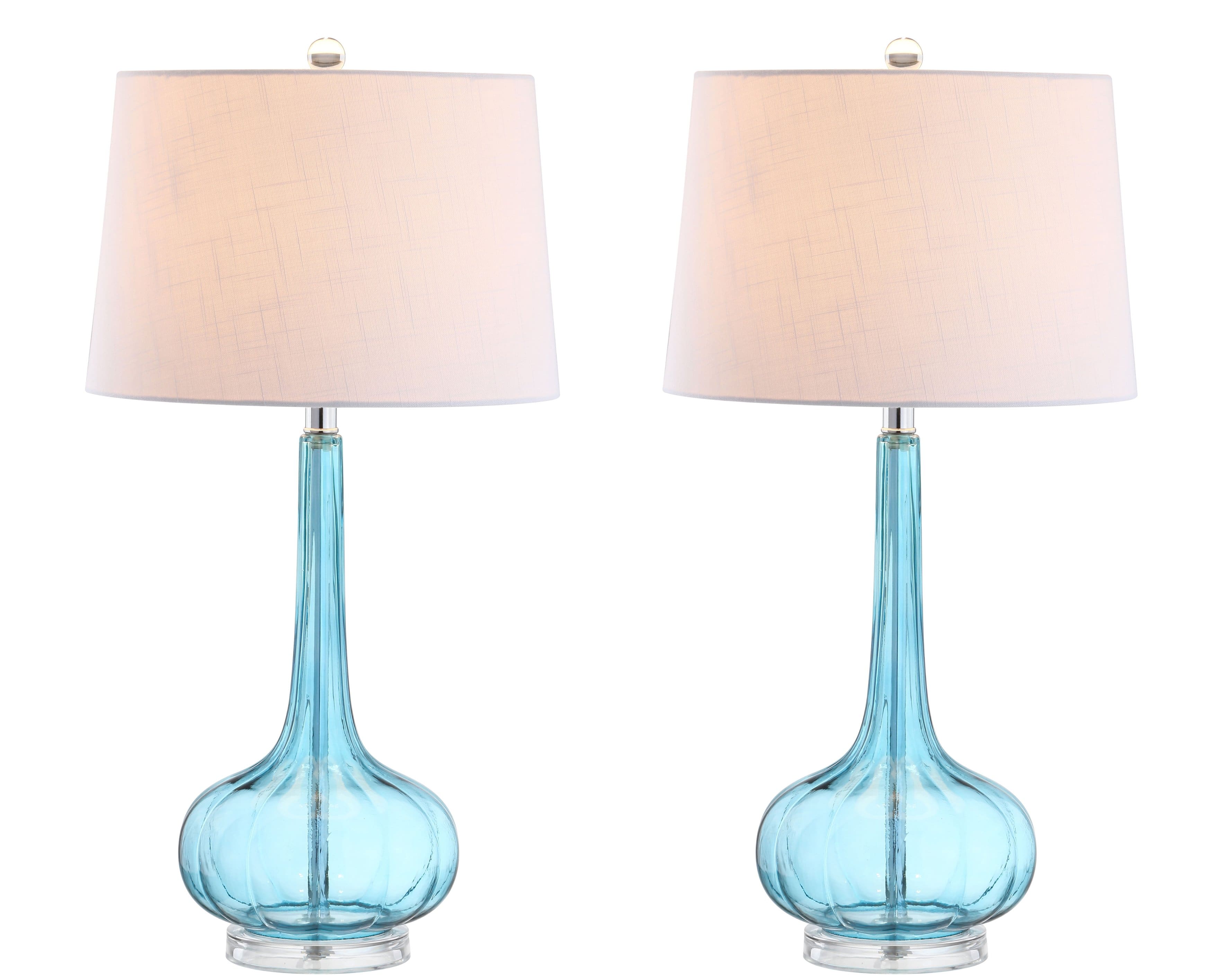 Jonathan Y - Bette 28.5" Glass Teardrop LED Table Lamp, (Set of 2) - Aqua