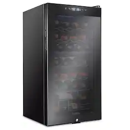 Ivation - 28 Bottle Freestanding Wine Refrigerator, Dual Zone Wine Fridge with Lock - Black