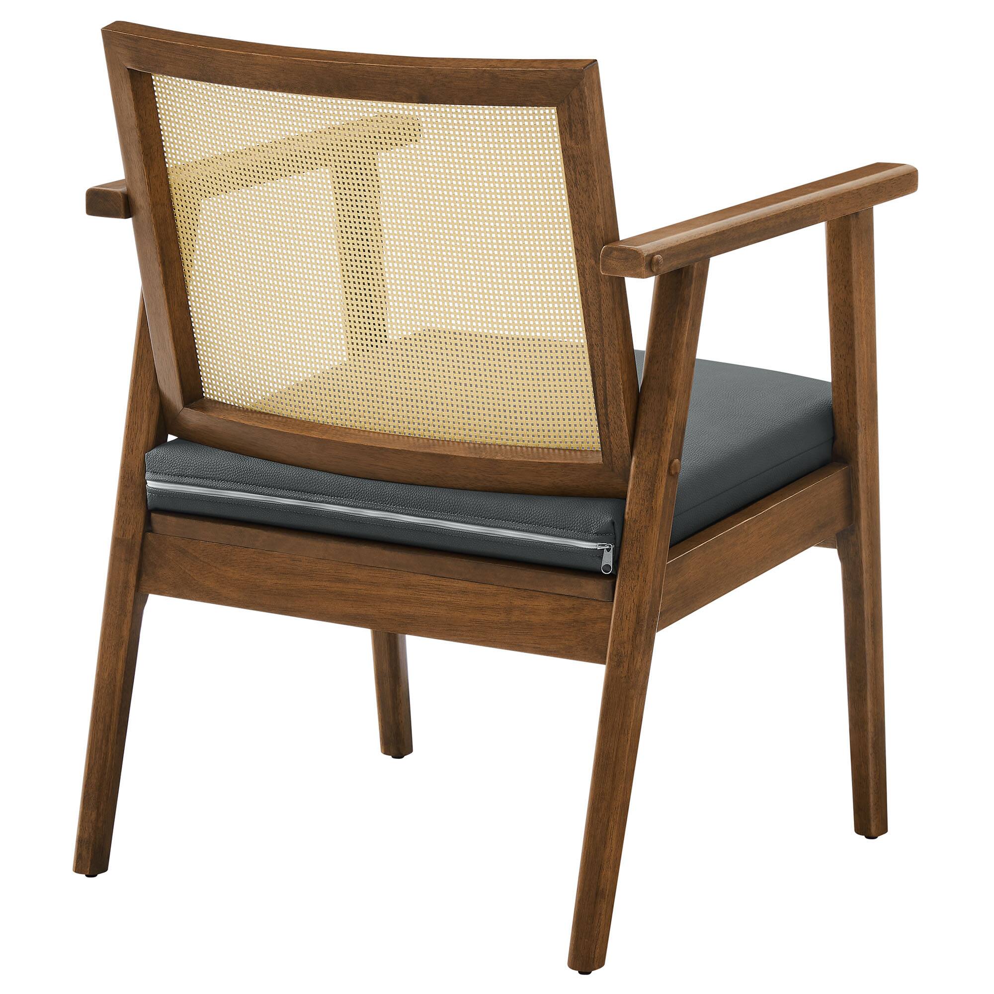 Alt View 2. Modway - Thera Vegan Leather and Cane Accent Armchairs Set of 2 by Modway - Black.