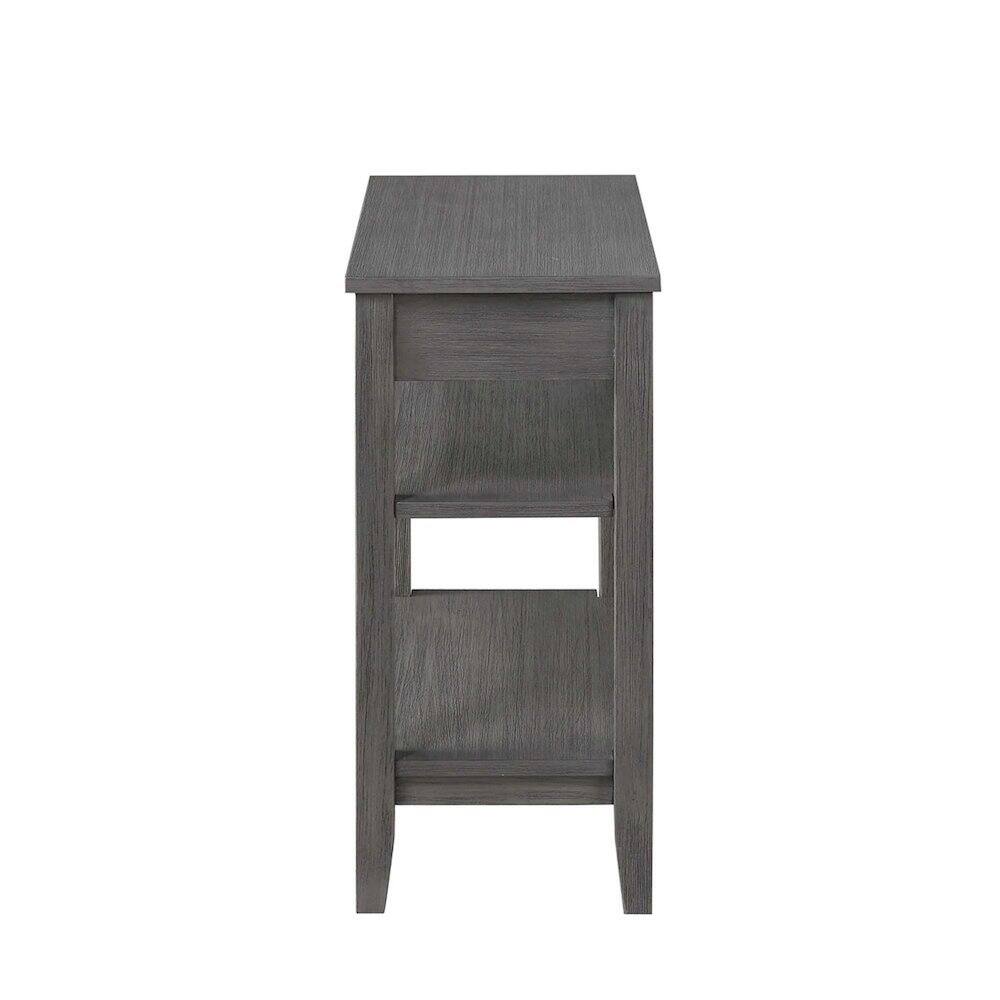 Angle. FurniFact - Chairside End Table with Drawer - Wirebrush Dark Gray.