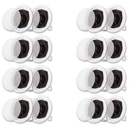 Acoustic Audio by Goldwood - R191 in Ceiling/in Wall Speaker 8 Pair Pack 2 Way Home Theater Flush Mount - Paintable White