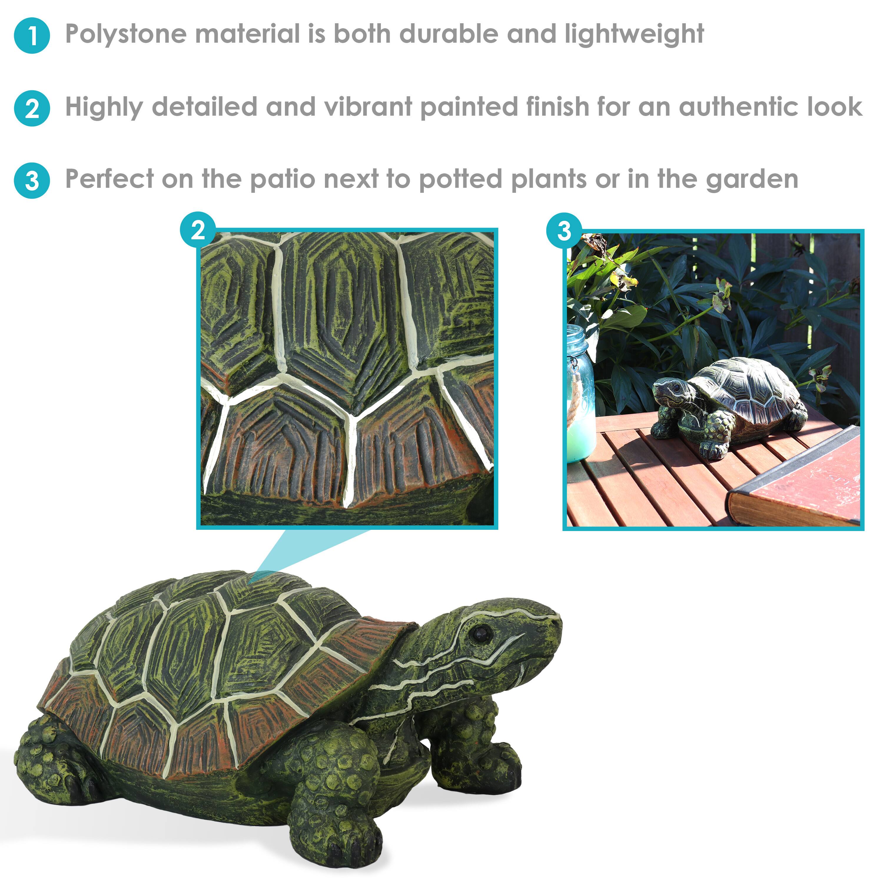 1. Polystone material is both durable and lightweight  
2. Highly detailed and vibrant painted finish for an authentic look  
3. Perfect on the patio next to potted plants or in the garden