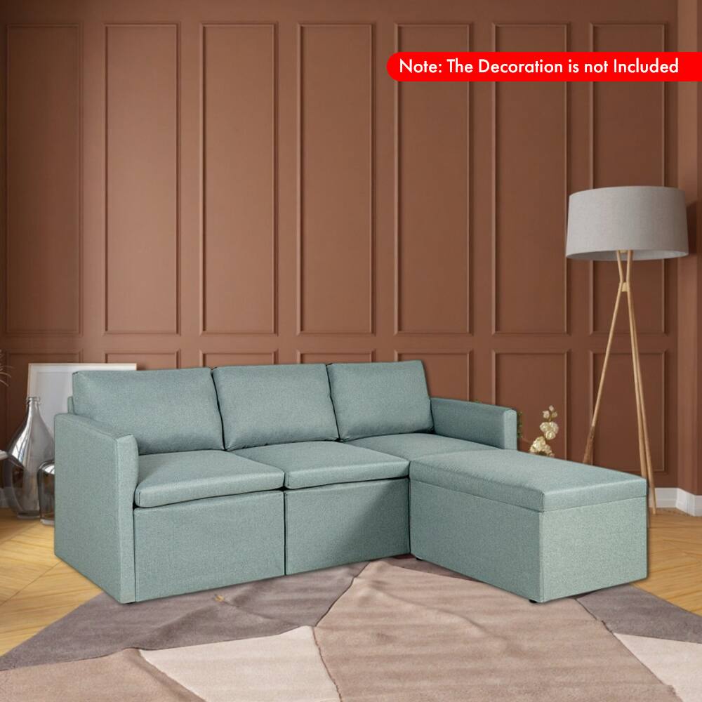 Angle. Hivvago - Reversible Chaise L-Shaped Sectional Couch with Convertible Design - Green.