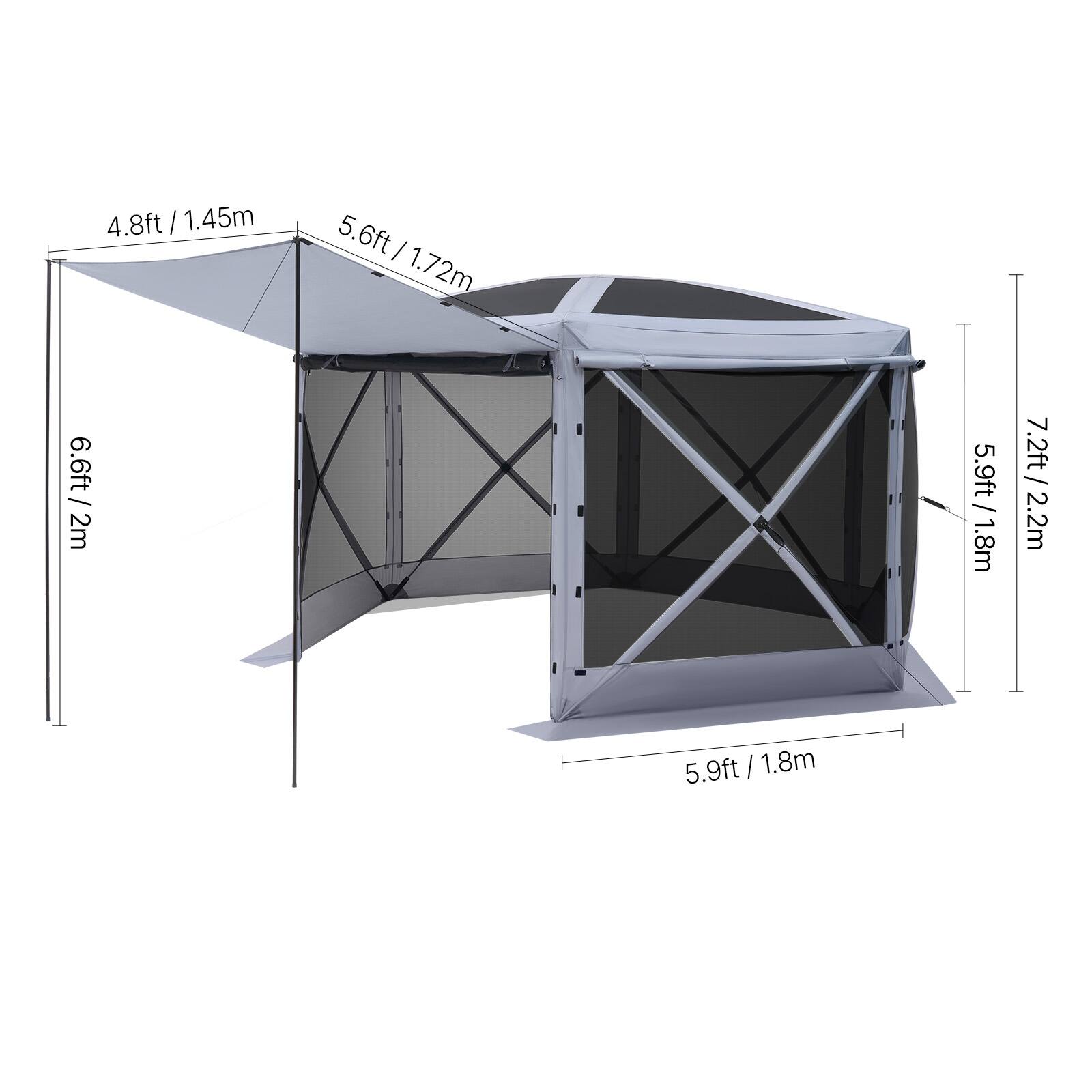 4.8ft / 1.45m  
5.6ft / 1.72m  
6.6ft / 2m  
7.2ft / 2.2m  
5.9ft / 1.8m