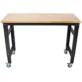 Boyel Living - 48 inch W x 20 inch L Rolling Black Metal Adjustable Workbenches for Garage