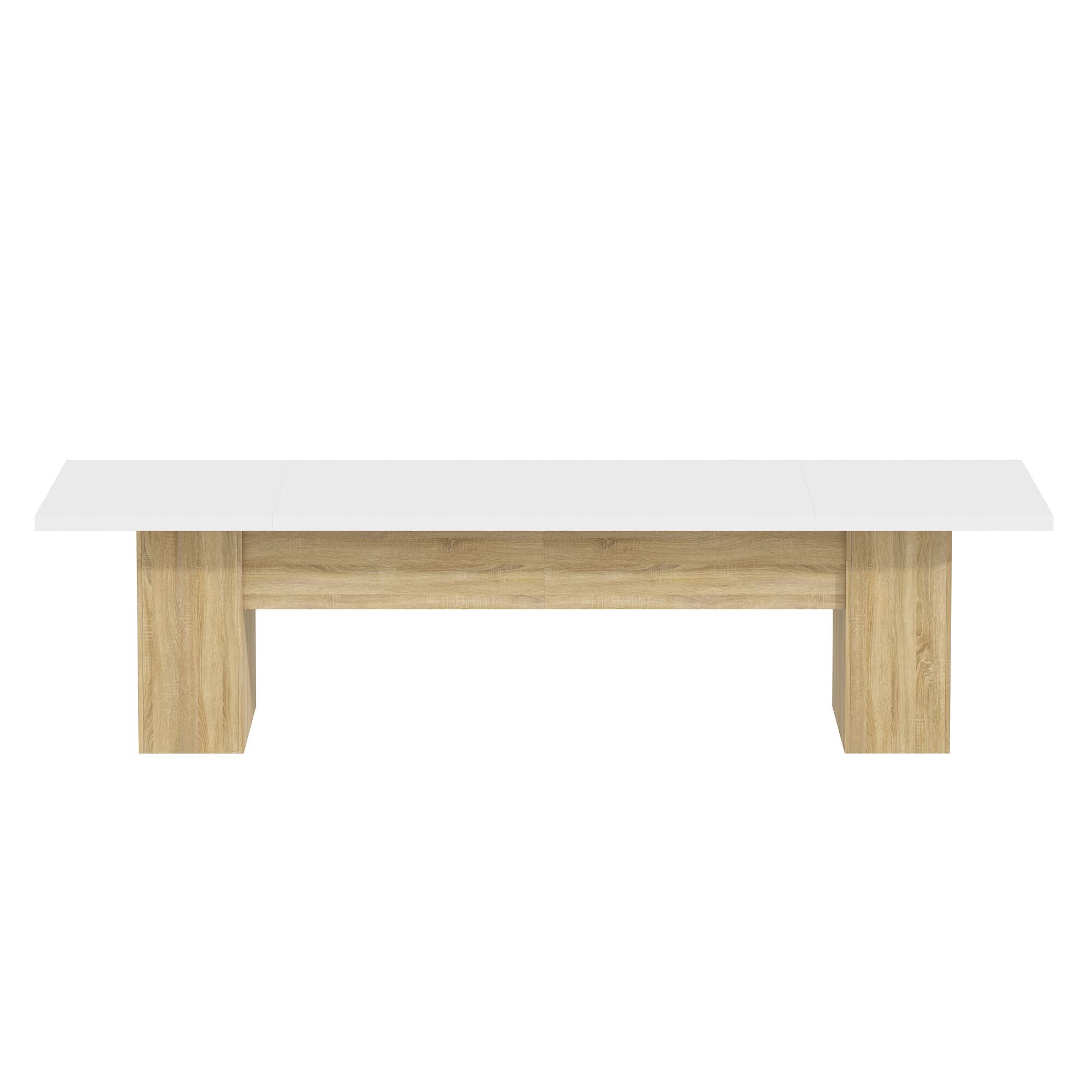 Alt View 9. FUFU & GAGA - Extra Large Dining Table for 8-10 People, Modern Rectangular Table with Sturdy Top, Ideal for Family Gatherings - White & Wooden.