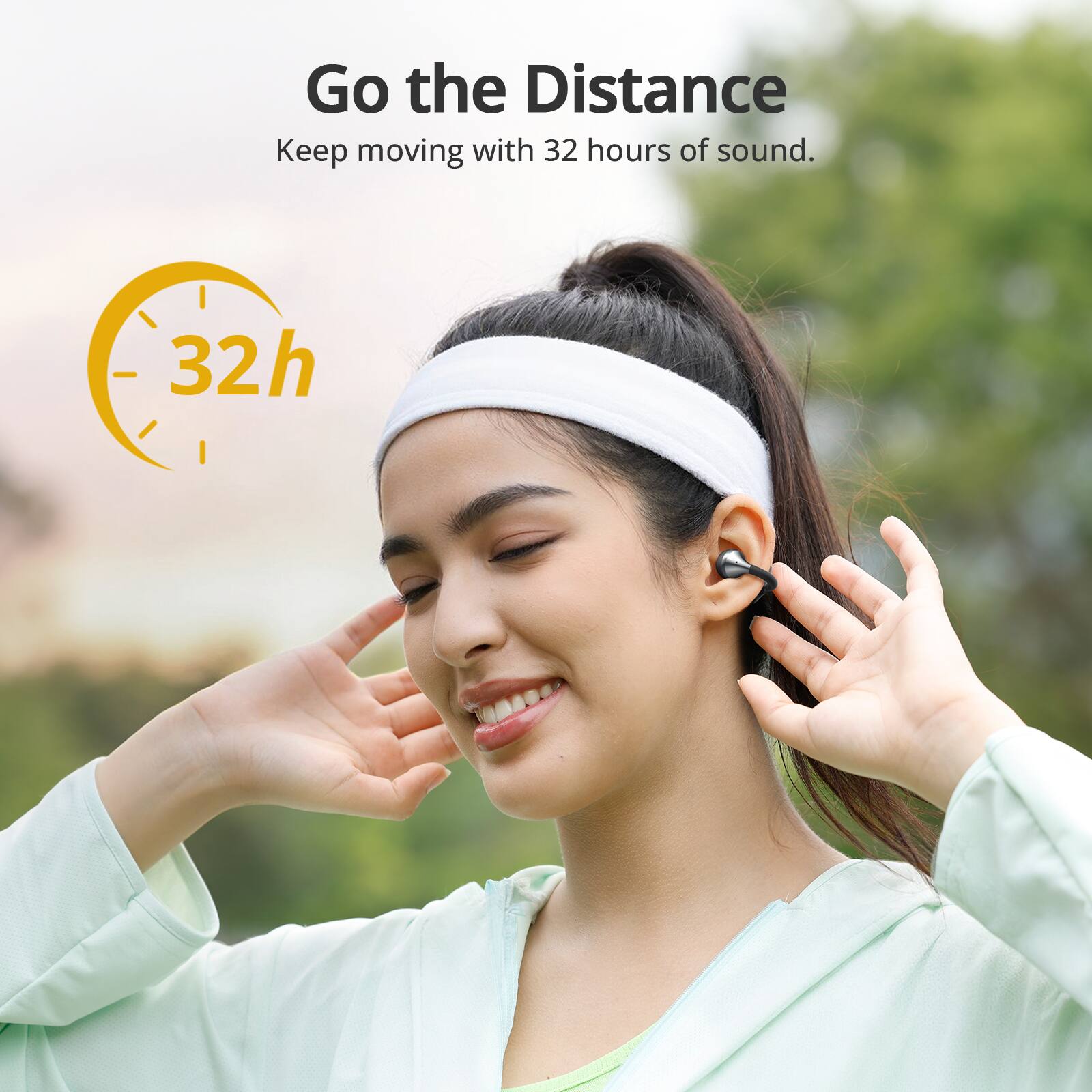 Go the Distance  
Keep moving with 32 hours of sound.  
32h