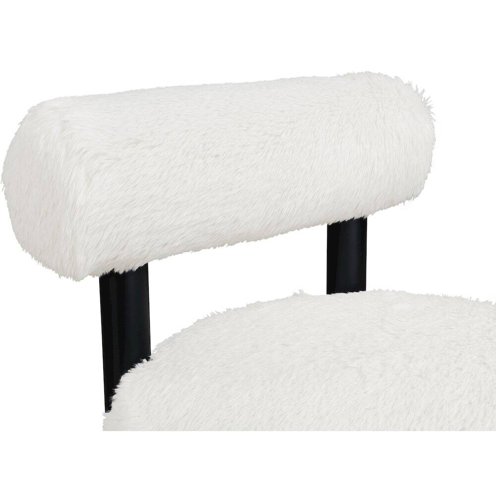 Alt View 3. Meridian Furniture - Ambre Cream Vegan Shearling Fabric Upholstered Accent Chair - Black.