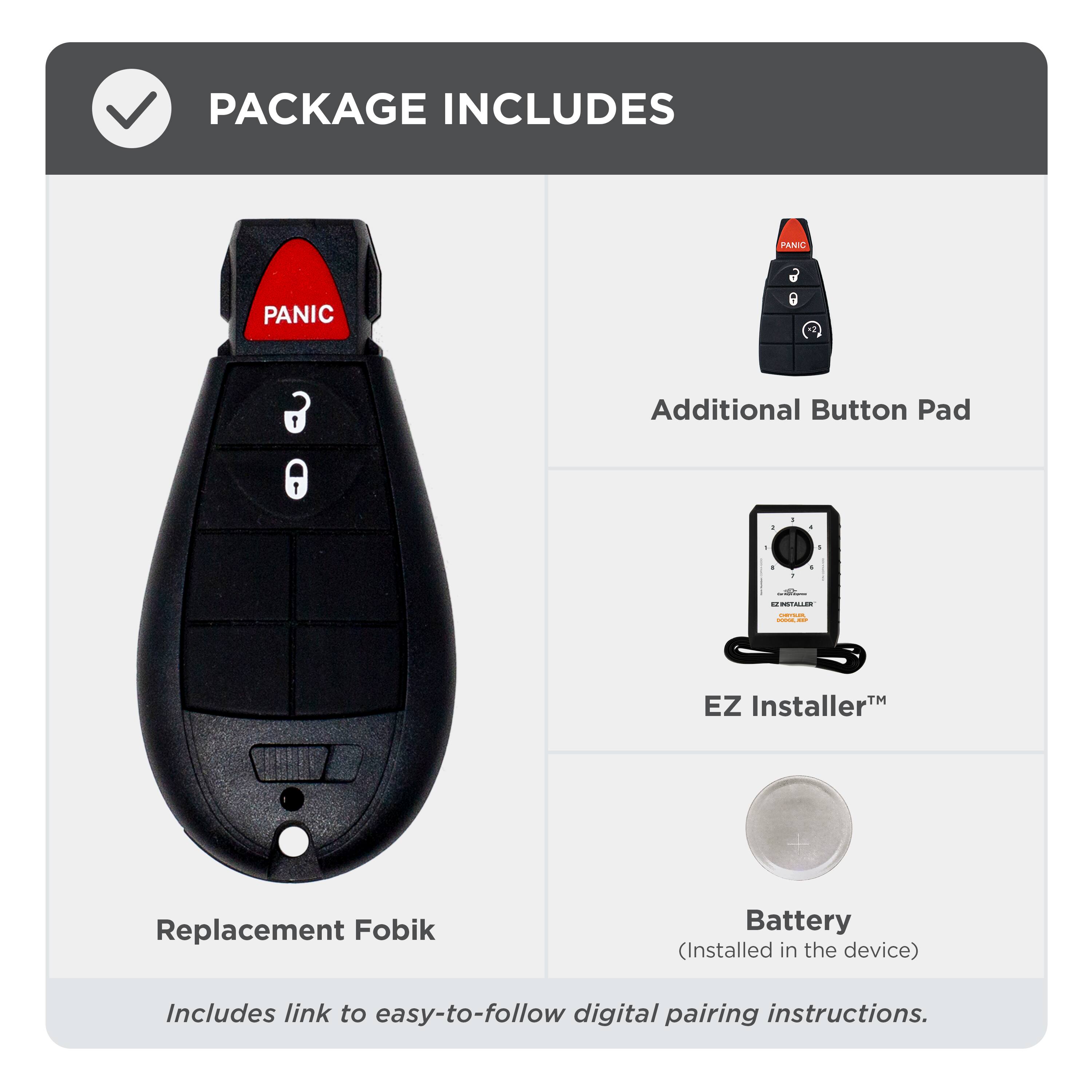 PACKAGE INCLUDES

- Replacement Fobik
- Additional Button Pad
- EZ Installer™
- Battery (Installed in the device)

Includes link to easy-to-follow digital pairing instructions.