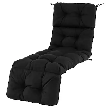 Front. Gymax - Gymax 73'' Lounge Chaise Cushion Padded Recliner Cushion Black - Black.