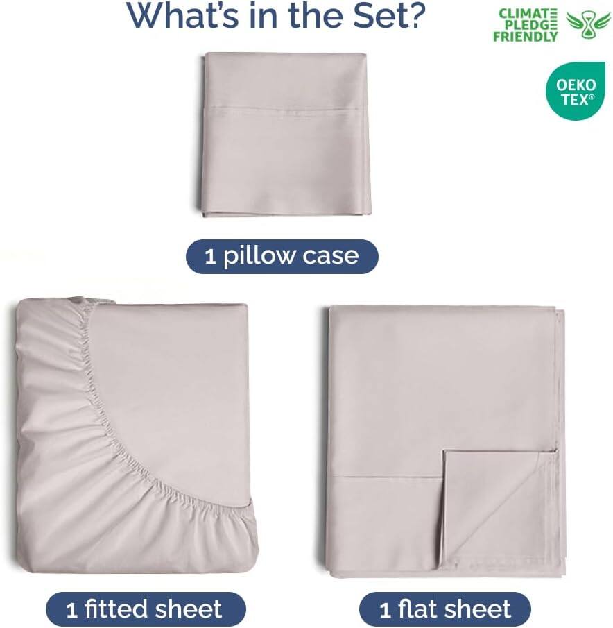 What's in the Set?

1 pillow case

1 fitted sheet

1 flat sheet