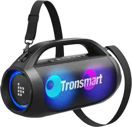 The text on the image is "tronsmart," which is a brand name for a portable speaker.