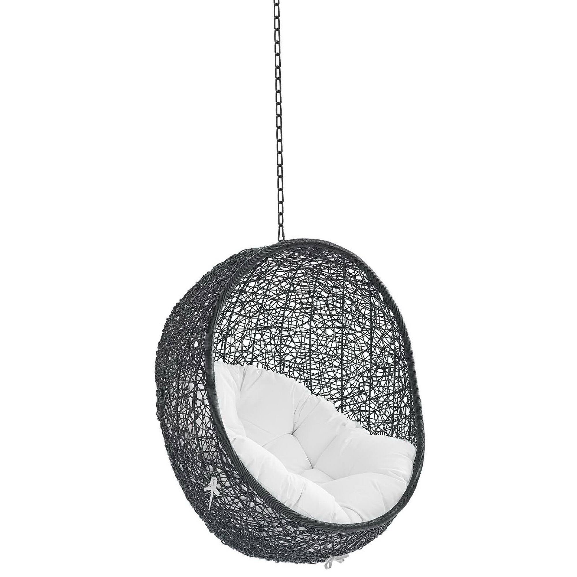 Front. Modway - Encase Swing Outdoor Patio Lounge Chair Without Stand by Modway - Black White.