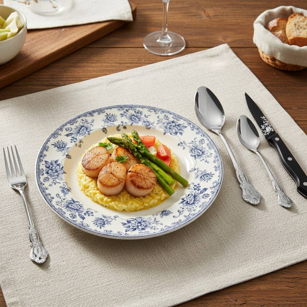 Alt View 2. Dazzed Corner - 48-Piece Silverware Set with Steak Knives, Stainless Steel Cutlery Flatware Set for 8 - Silver.