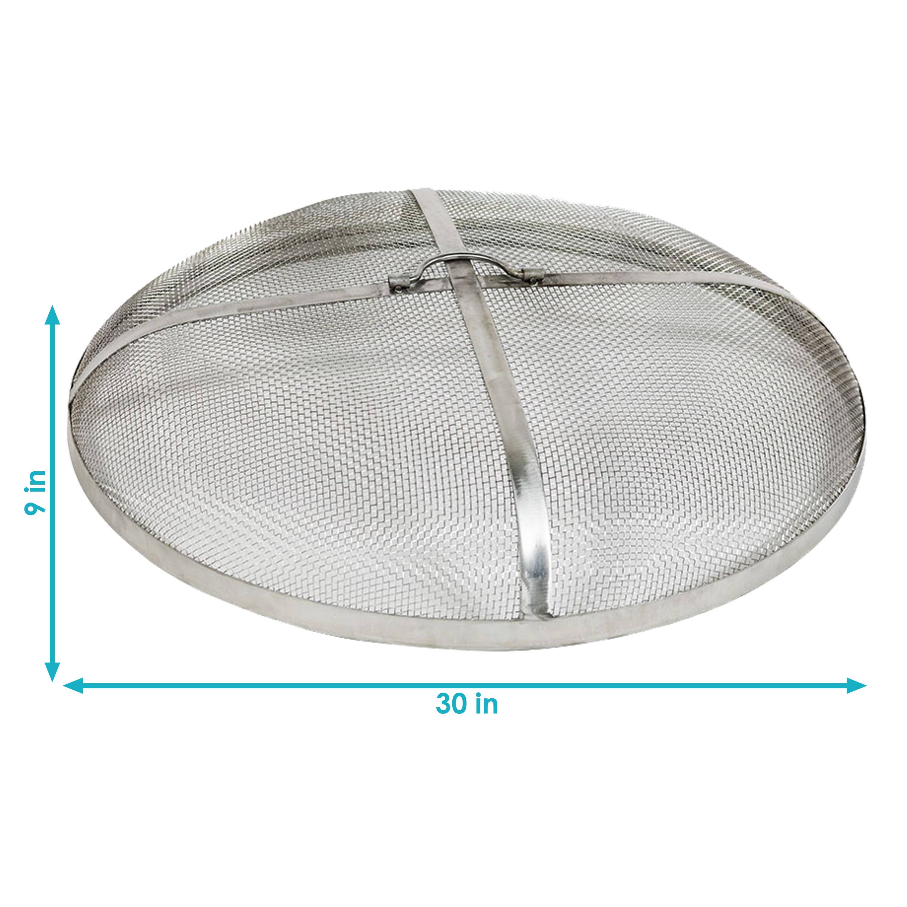 Alt View 2. Sunnydaze - 30 in Round Stainless Steel Fire Pit Spark Screen - Silver.