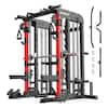 Front. Pooboo - Multi-Function Power Tower with Squat Rack, Home Power Cage With Dual Pulley Cross-Training System - Black.
