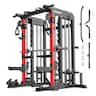 Pooboo - Multi-Function Smith Machine Power Cage, 2000BLS Squat Rack, Lat Pulldown System, Home Use Strength Training - Black