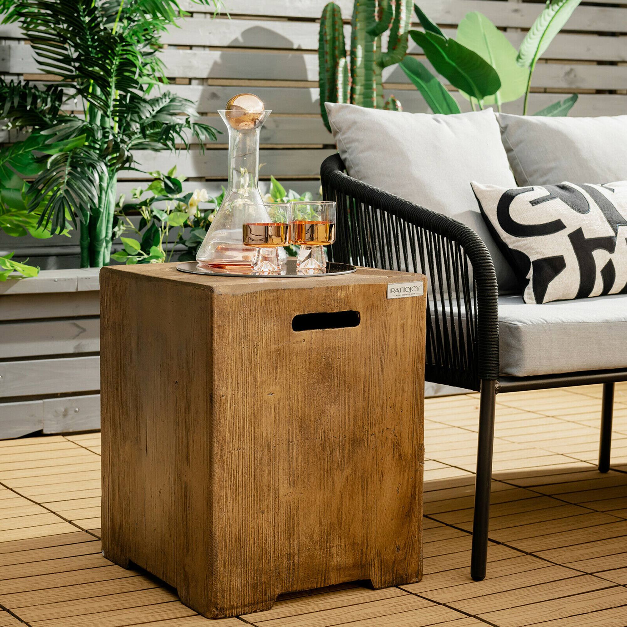 Alt View 1. Costway - Costway 16" Outdoor Hideaway Table Propane Tank Cover for Standard 20 LBS Propane Tank - Brown.