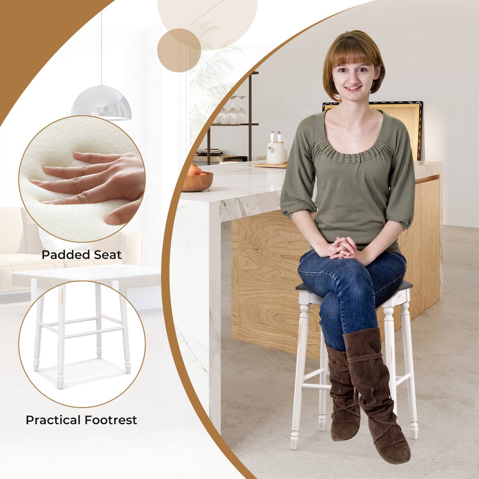 Padded Seat  
Practical Footrest