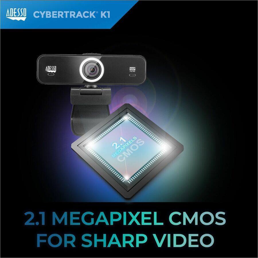 Cybertrack Inages Adesso CyberTrack K1 Webcam 2.1 Megapixel 30 fps USB 2.0 1920 x 1080 ...