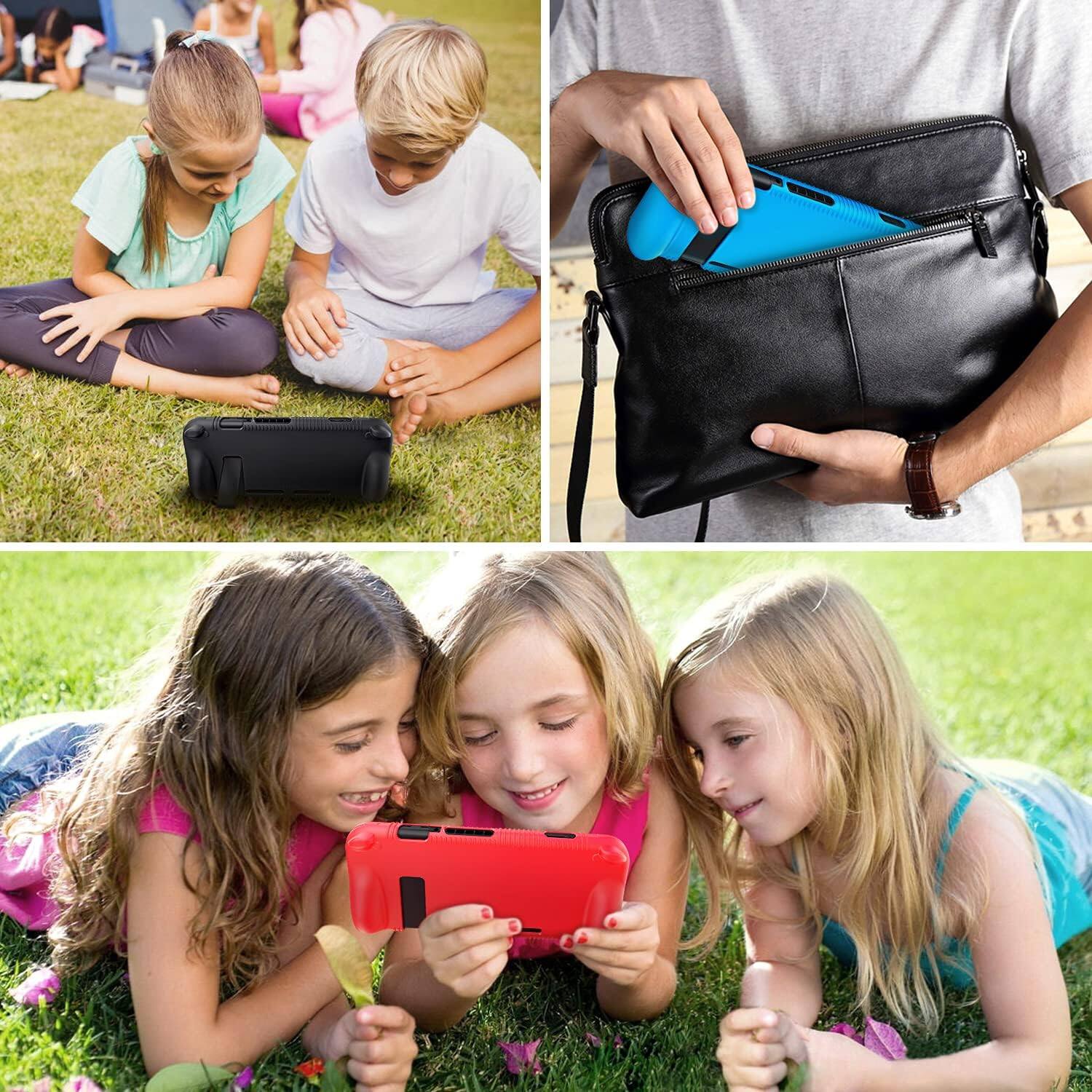Alt View 3. Fintie - Soft Silicone Protective Case for Nintendo Switch 2017, Ergonomic Grip Design, Anti-Scratch & Shock-Absorption Grip Case - Black.