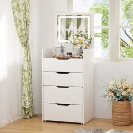Famapy - Flip - Up LED Vanity Desk with 3 - Color Lighting & Hidden Storage for Small Spaces - White