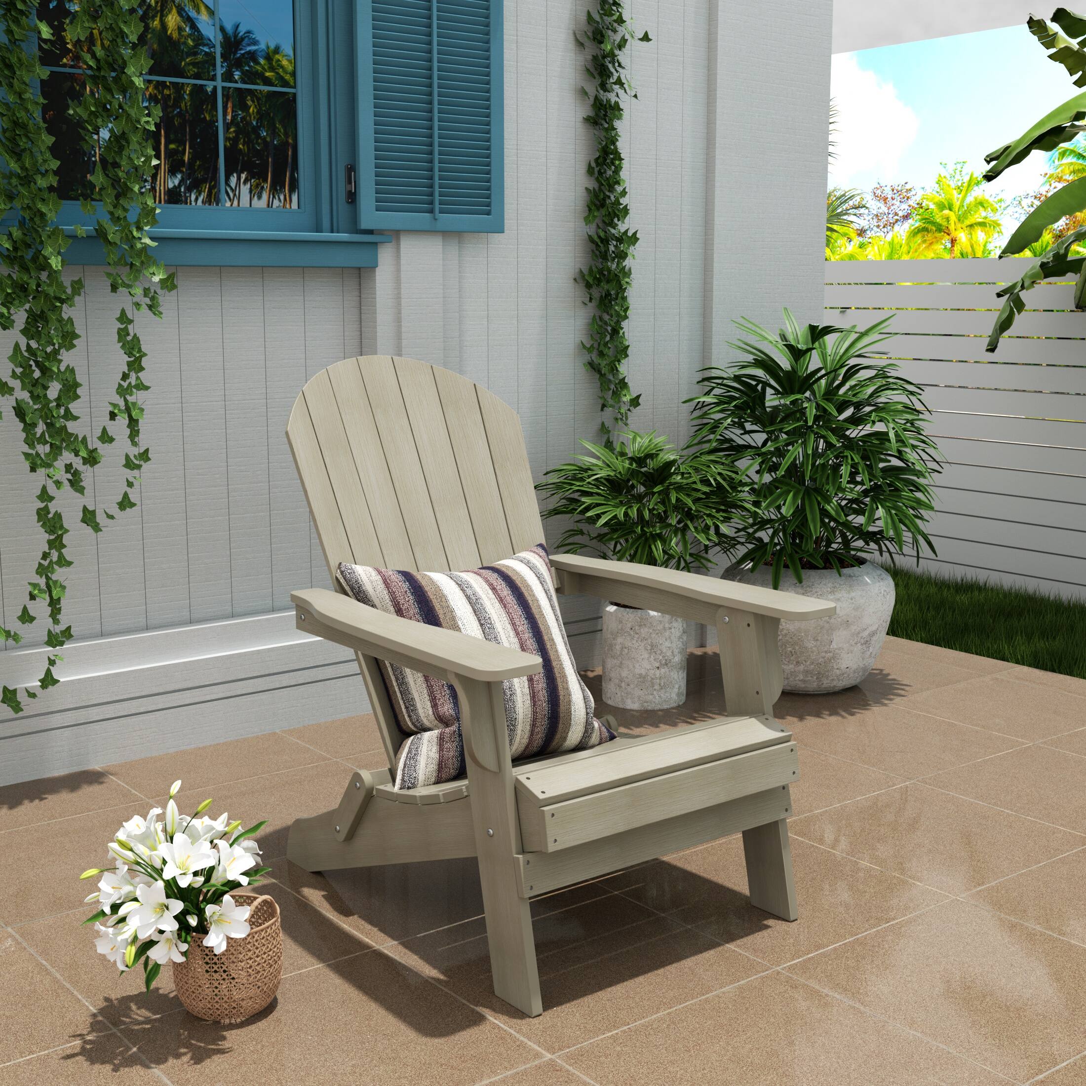 Angle. WestinTrends - WestinTrends Tuscany HIPS Outdoor Patio Folding Adirondack Chair - Weathered Gray.