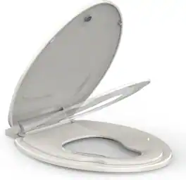 Jojoka - 19inch Biscuit Elongated Toilet Seat with Built-in Toddler, Slow Close, Child & Adult, Potty Training, Bottom Fixing - Off-white