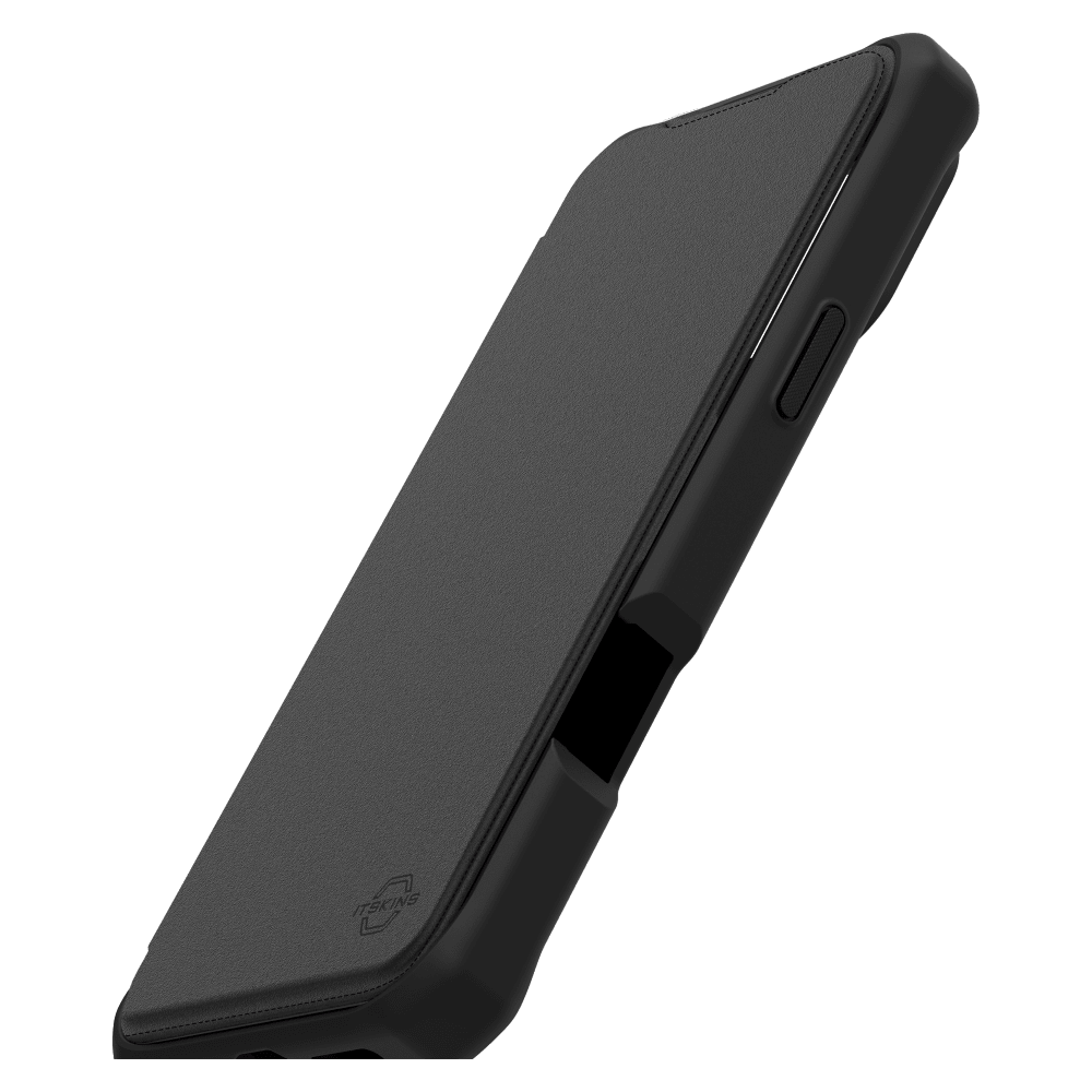 Alt View 1. Itskins - Hybrid_R Folio MagSafe Case for Apple iPhone 16 - Black.