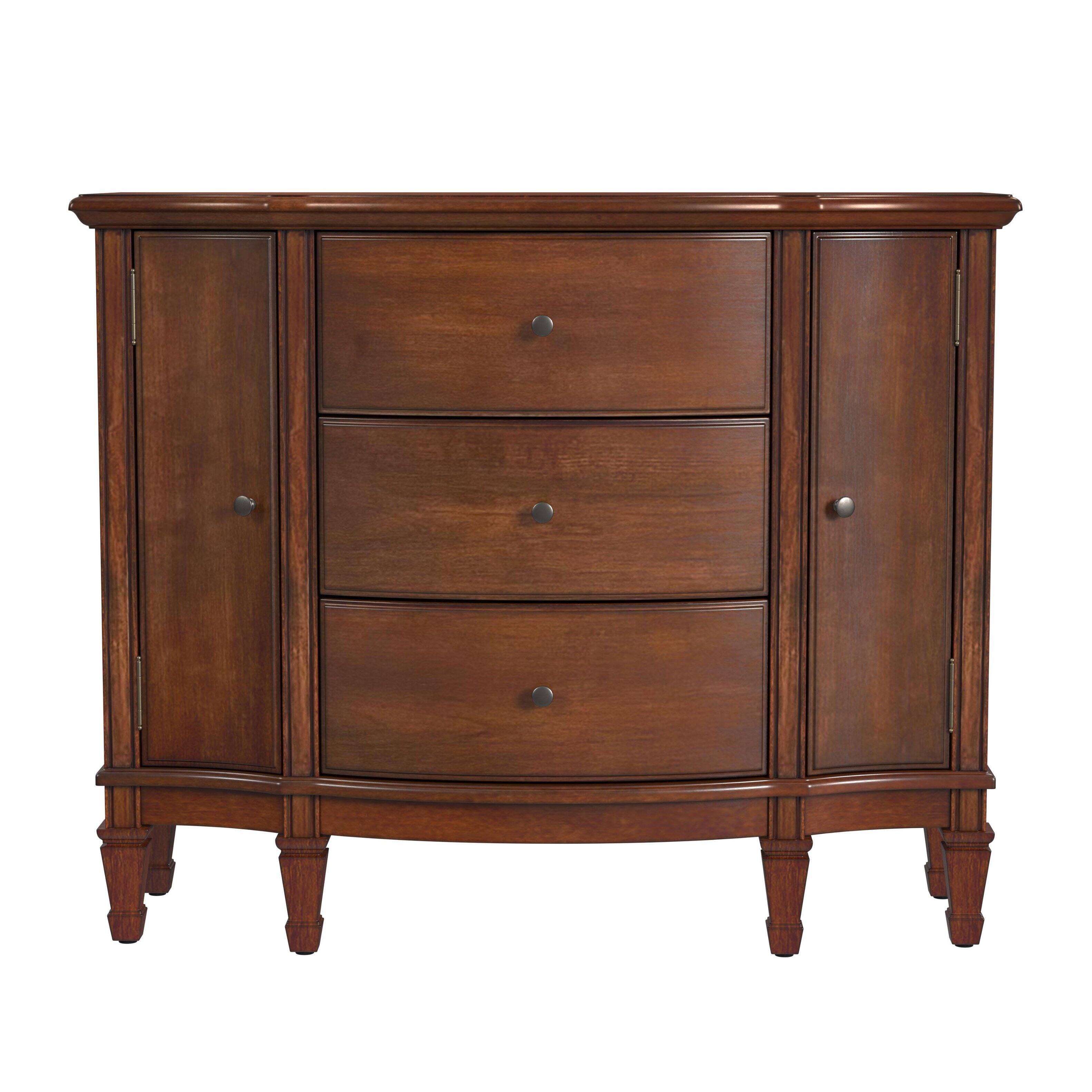 Alt View 1. Butler Specialty - Sheffield 40 in. W Demilune Wood 3 Drawer 2 Door Accent Cabinet - Medium Brown.