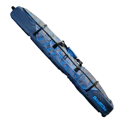 Front. Sportube - Sportube Wheeled Padded 3 Pair Ski Shield/2 Snowboard Luggage Bag, Camo Blue - Blue.