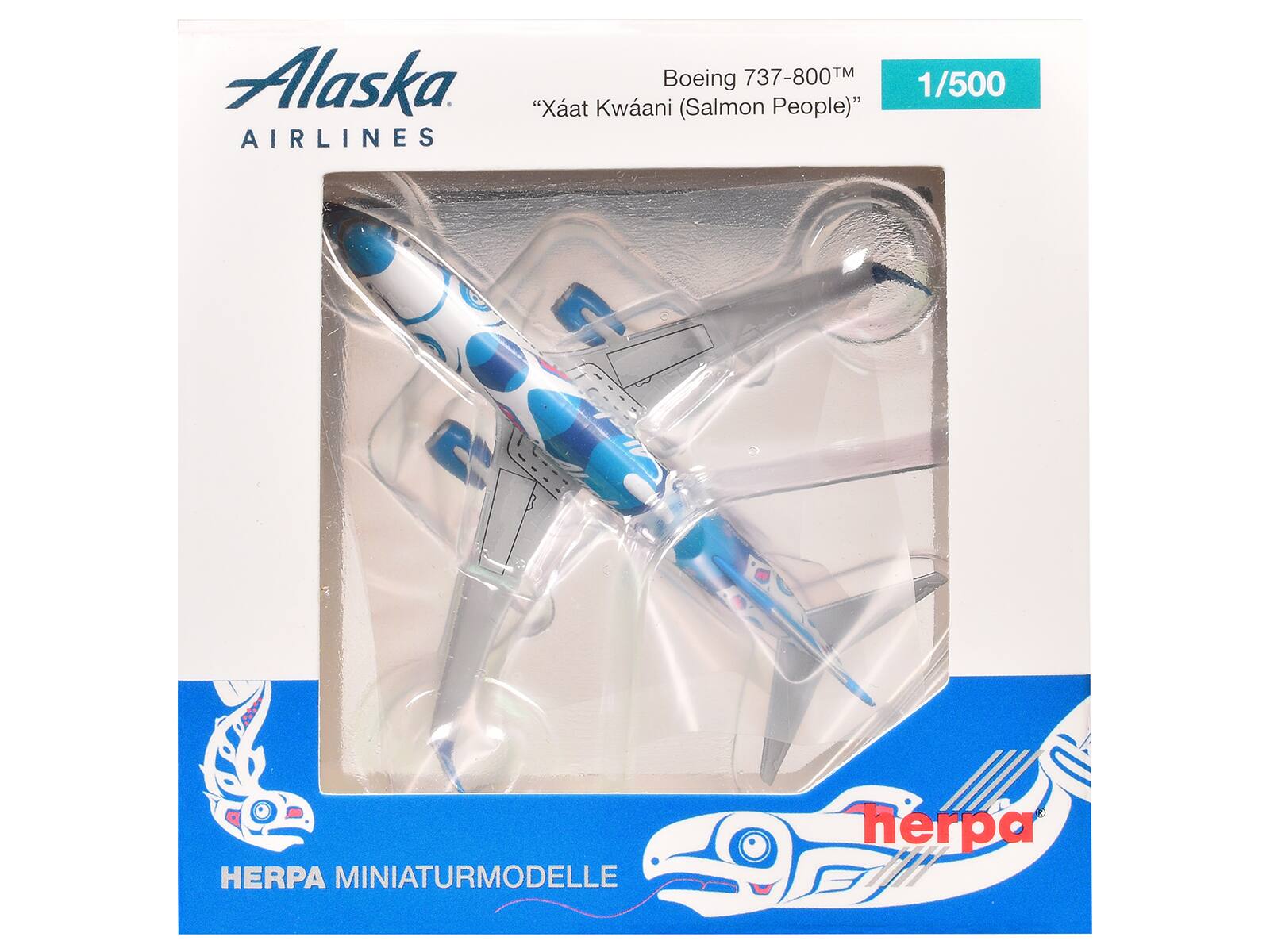 737-800™ Alaska Airlines "Xaat Kwani (Salmon People)" 1/500 HERPA MINIATURMODELLE