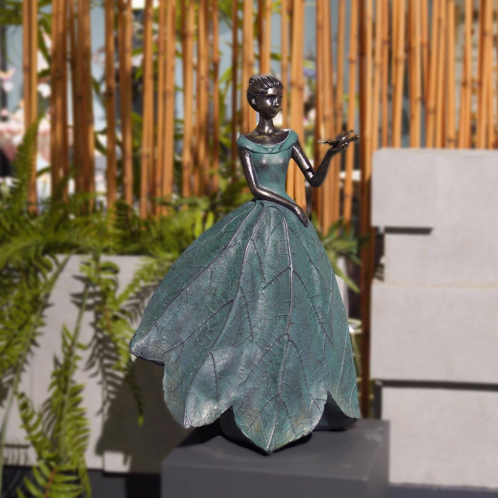 Alt View 1. Alchemy Casas - Fairy Statue Collection Home Decoration - Leaf Angel With Dragonfly Decor For Outside Or Inside Rustic Garden.