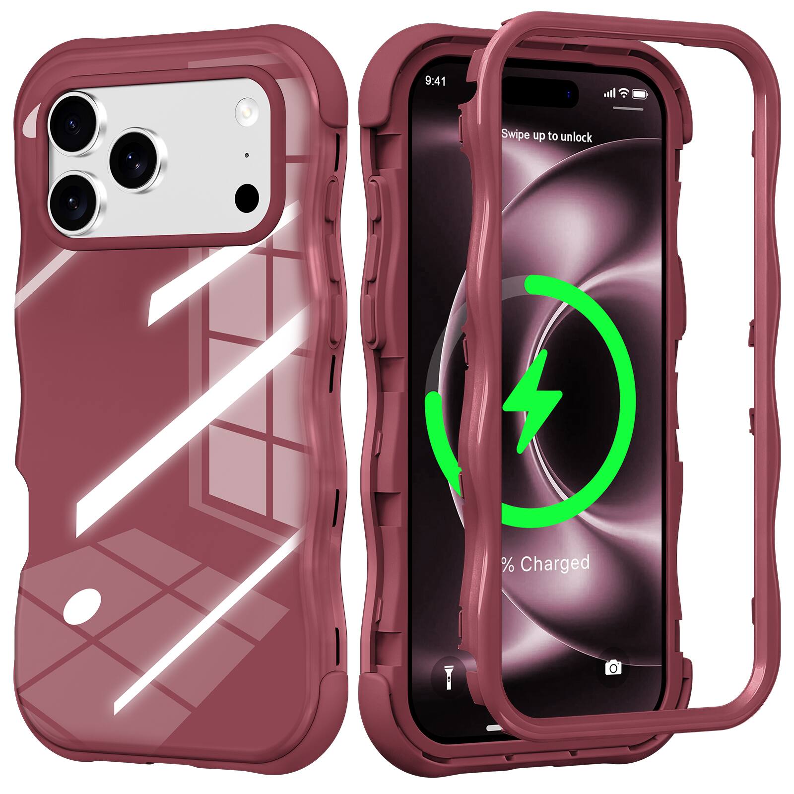 9:41  
Swipe up to unlock  
% Charged