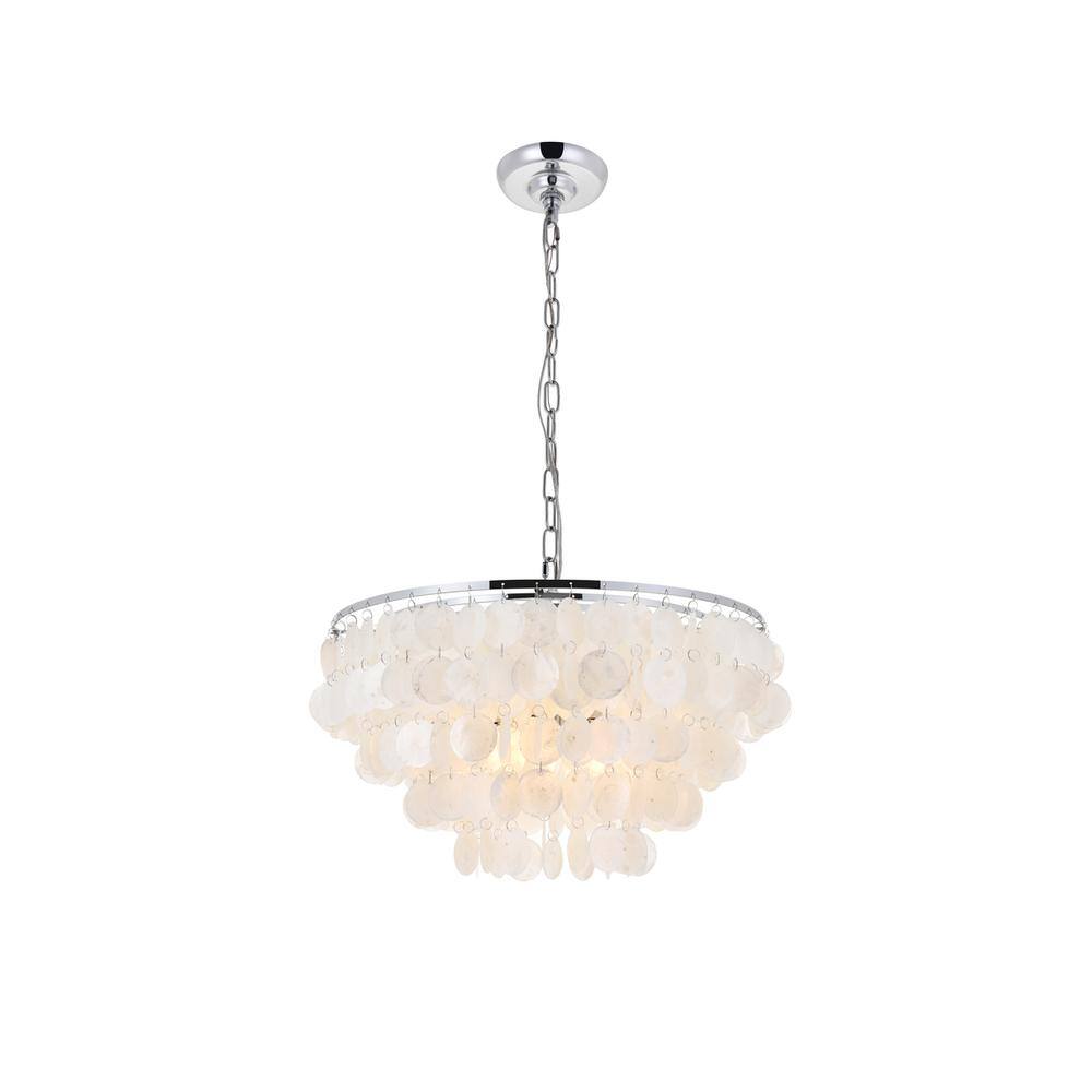 Alt View 7. Living District - Selene 4 light Chrome Pendant - Chrome And White.