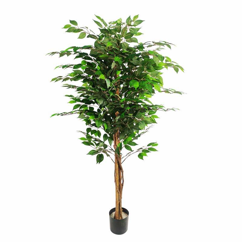 Angle. Oumilen - 5ft Artificial Ficus Tree – Fake Ficus Plant with Realistic Leaves, Detachable Design for Indoor Home Decor - Green.