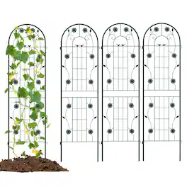 Costway - 4 Pack Rustproof Metal Garden Trellis 71" x 20" Wire Lattice Panel for Patio - Green