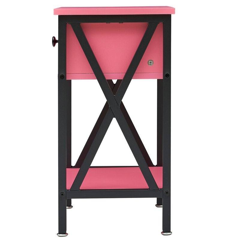 Left. Hivvago - Hivvago Set of 2 - 1-Drawer Nightstand Bedside Table - Pink.