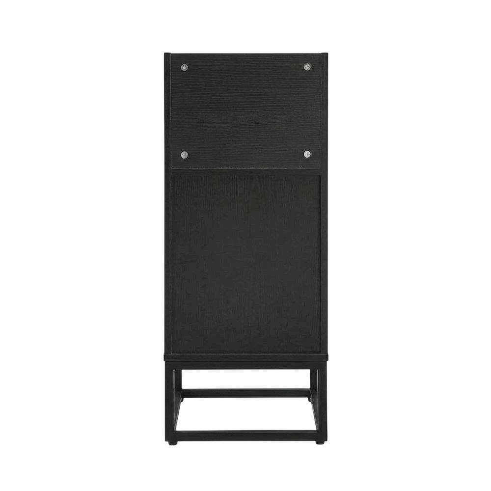 Angle. FurniFact - Vinyl Record Storage Stand in Black with Compact Design for Home Entertainment - Black.