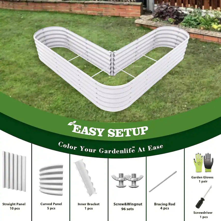 A Anleolife 6 Pack Metal Freefom Heart Shaped Raised Garden Bed Planter ...