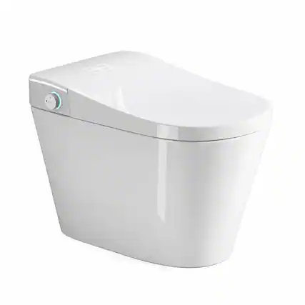Front. RYHNUYNE - Unique One Piece Smart Bidet Toilet, Auto Open Close Seat Warm Water Dryer For Modern Bathroom In Bright White - White.
