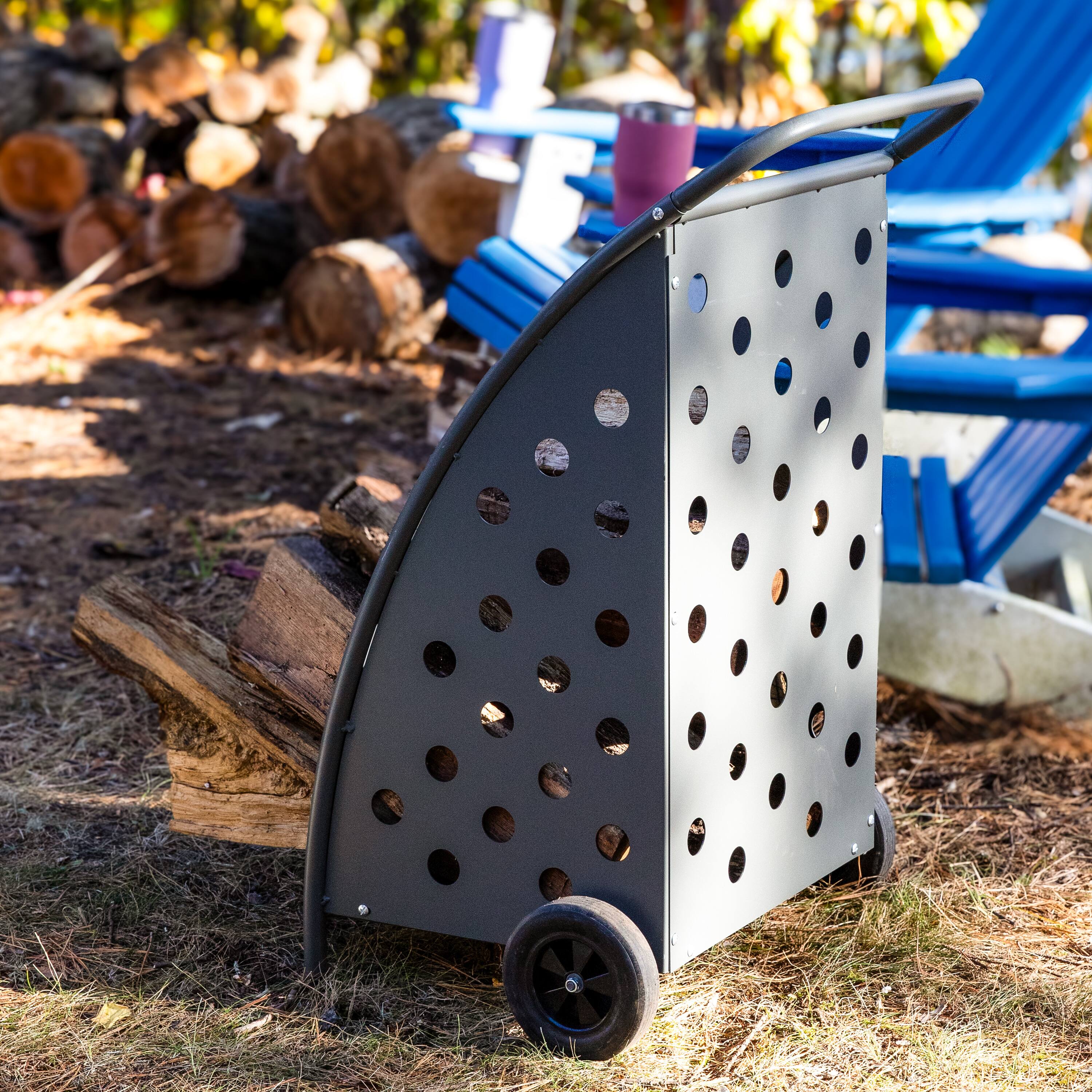 Alt View 8. Sunnydaze - 34" H Powder-Coated Steel Log Cart - Grey.