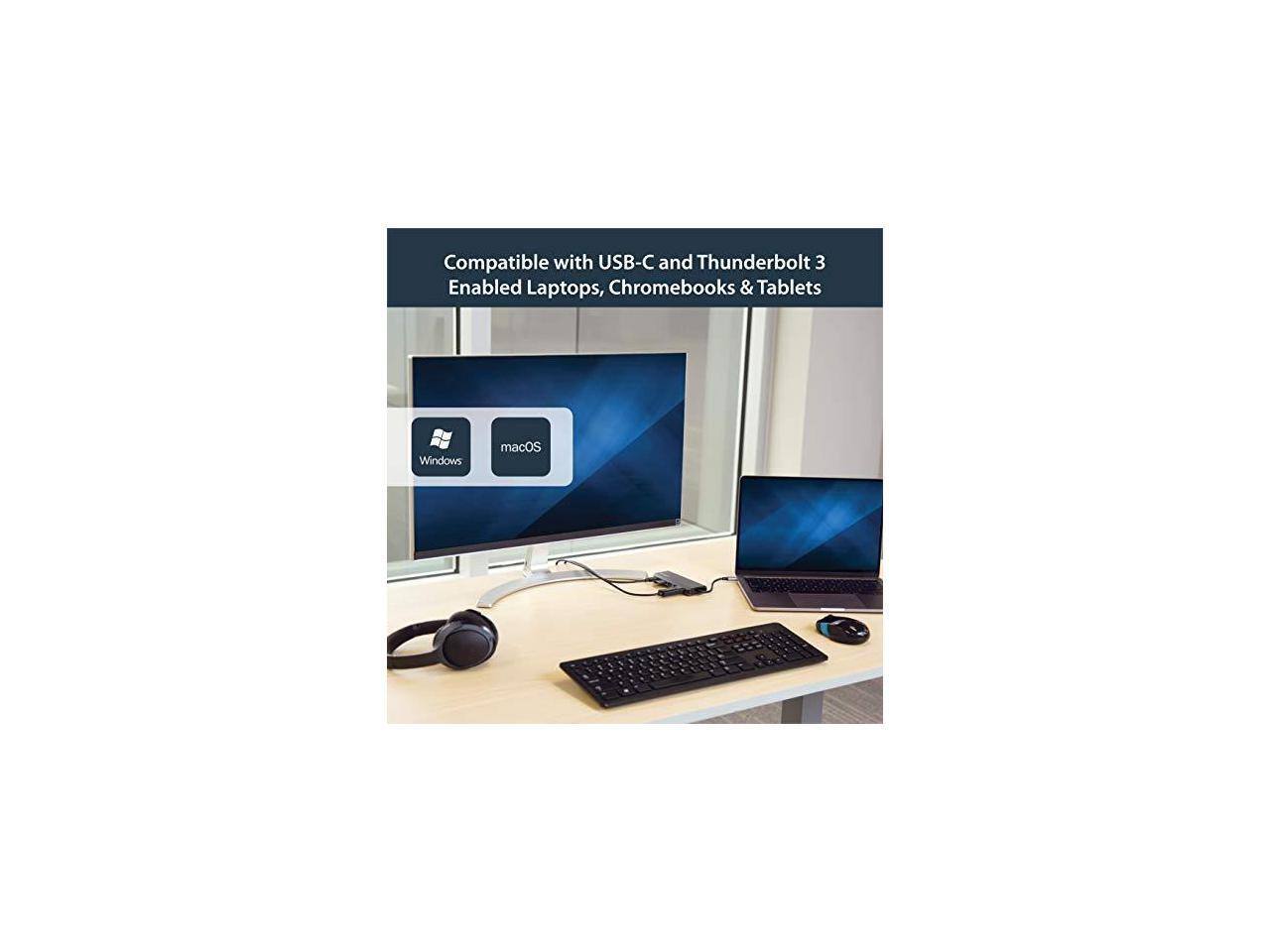 Compatible with USB-C and Thunderbolt 3 Enabled Laptops, Chromebooks & Tablets  
Windows macOS