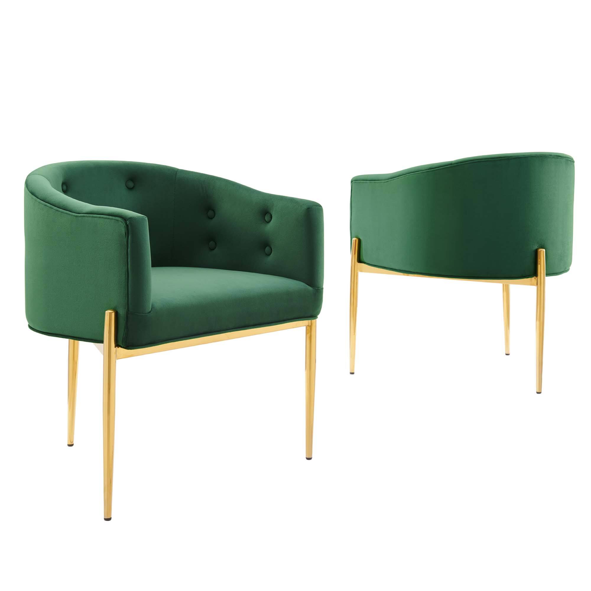 Angle. Modway - Savour Tufted Performance Velvet Accent Chairs Set of 2 by Modway - Emerald.