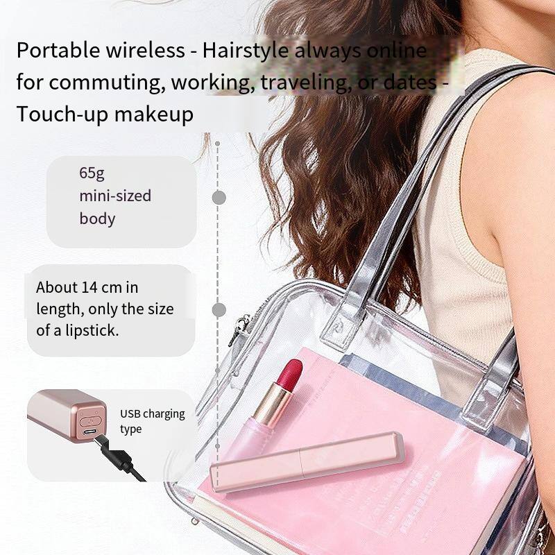 Portable wireless - Hairstyle always online for commuting, working, traveling, or dates - Touch-up makeup

65g mini-sized body

About 14 cm in length, only the size of a lipstick.

USB charging type