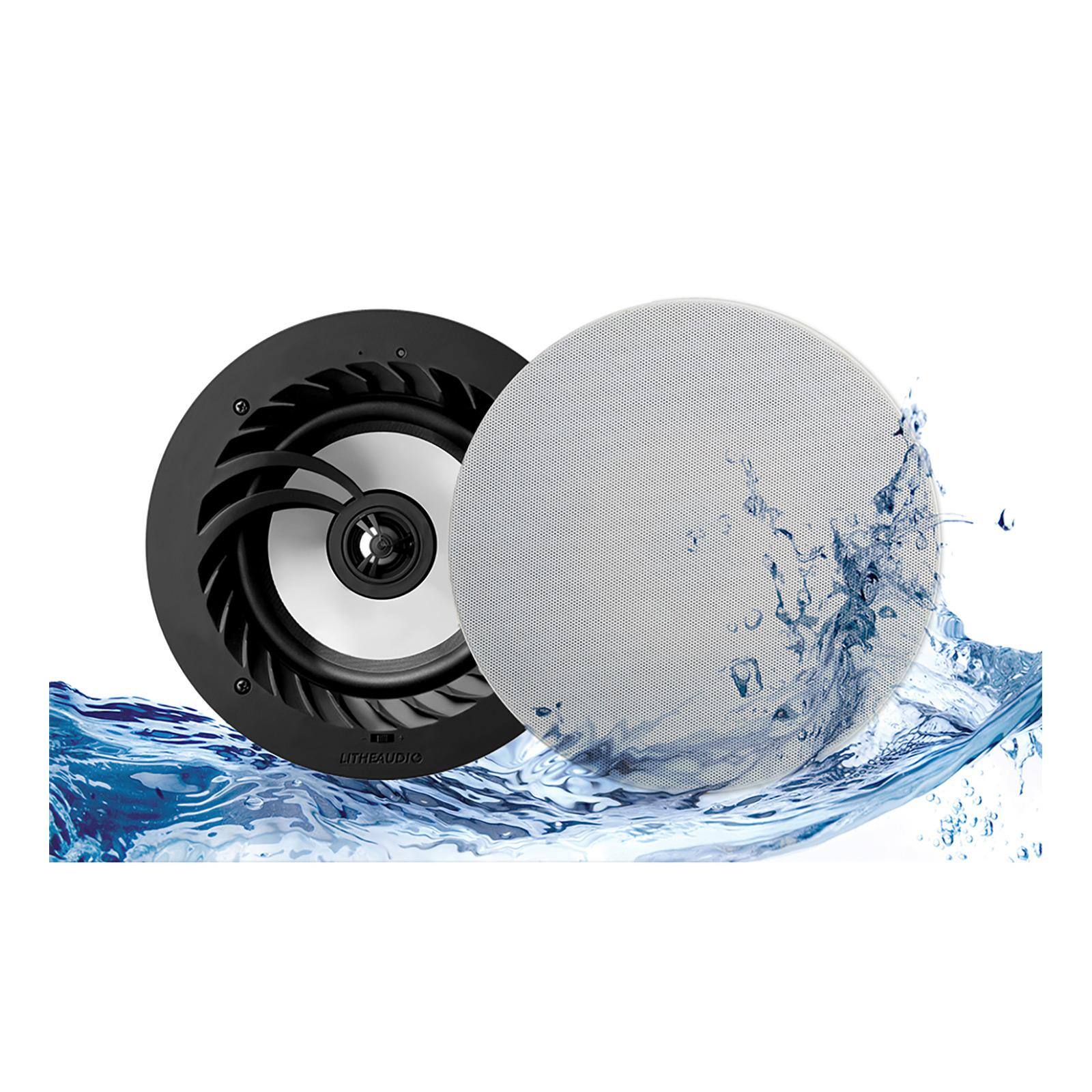 Front. Lithe Audio - Bluetooth IP44 Rated Wireless 6.5 In. Ceiling Speaker (Pair) - Black|White.